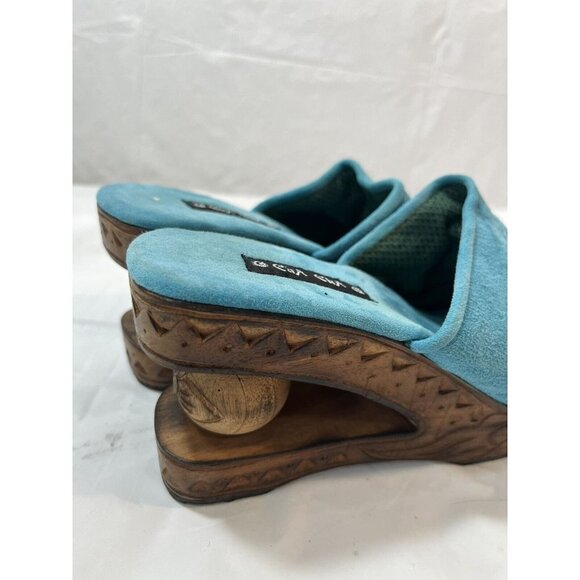 Vintage CHA CHA  Wood Carved Wedge clog Womens Size 6.5 - Picture 4 of 11